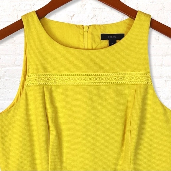 J. Crew Sleeveless Yellow Pleated Dress with Lace Trim - Picture 3 of 9